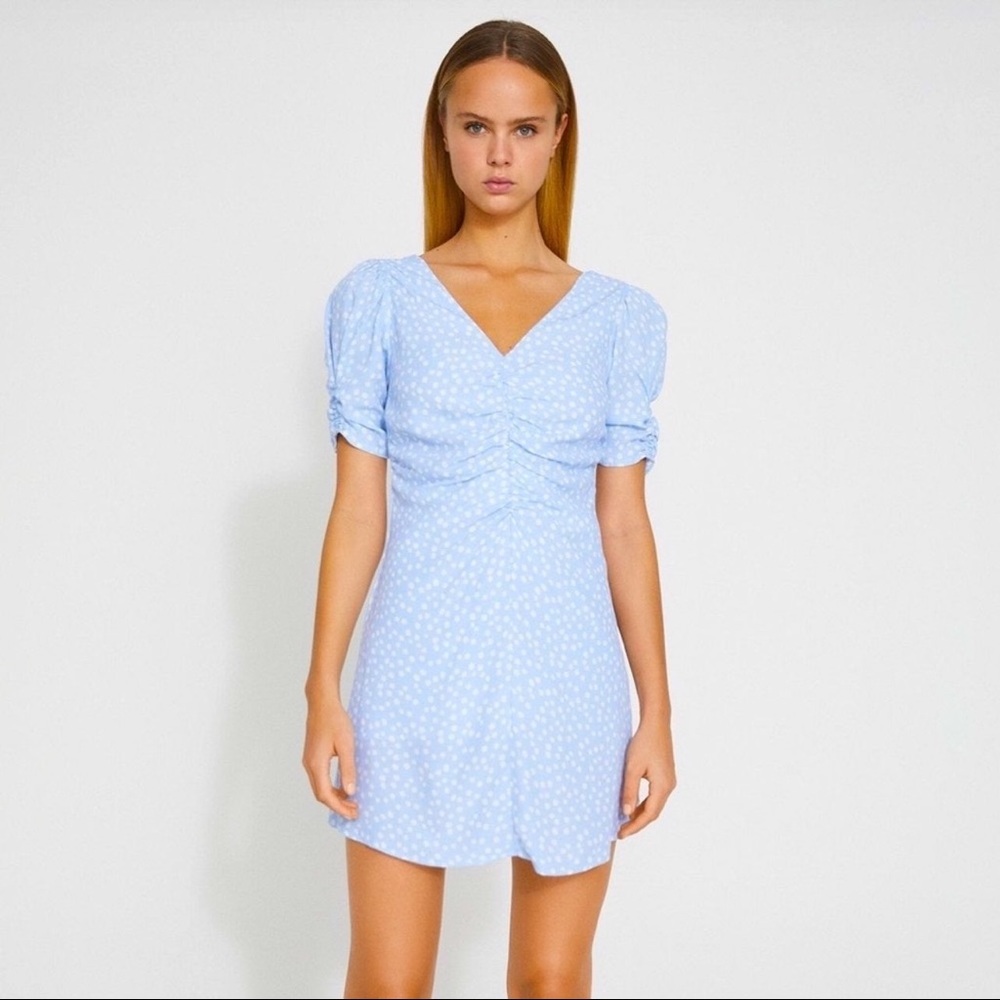 Zara baby blue polka dot mini dress